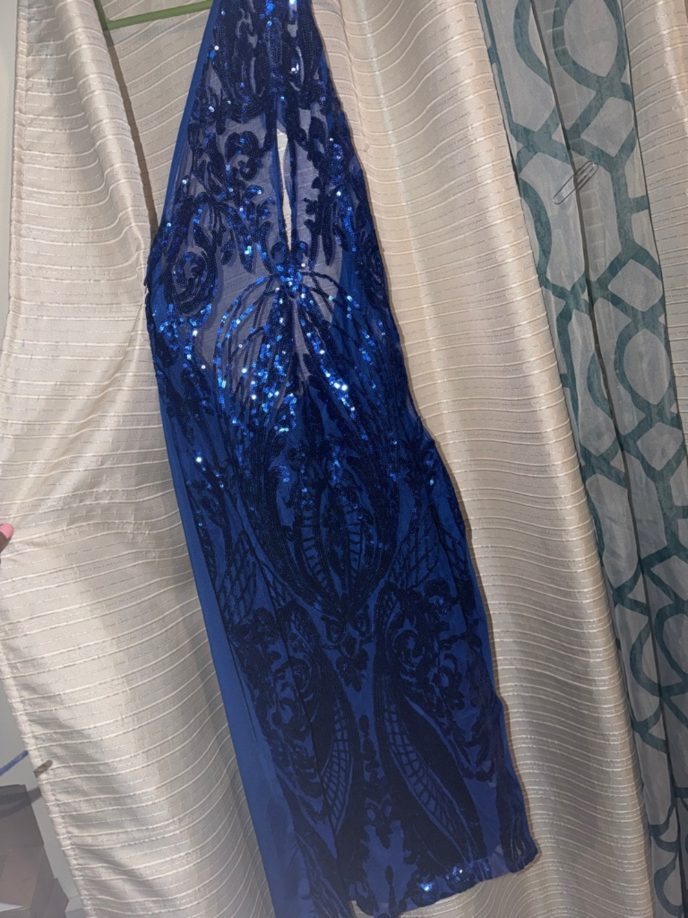 Royal Blue Sequin Halter Bodycon Dress